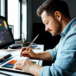 Digital Artist at Work**

"A digital artist, fully clothed in casual and comfortable attire, working on a digital painting on a tablet in a bright, modern studio. The studio has large windows and natural light. Displayed are various digital art tools and reference materials.  Perfect anatomy, well-formed hands, proper finger count, natural pose, safe for work, appropriate content, professional, family-friendly."

**