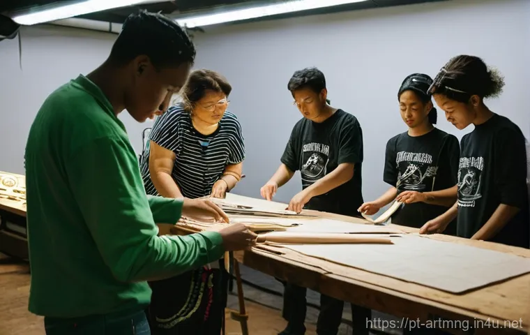 공연예술 투자 - **Prompt:** A sophisticated and dynamic scene inside a modern, well-lit art gallery or performing ar...