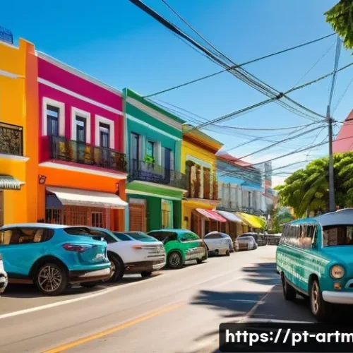 Home 32 예술 공간의 경제적 가치 - A vibrant urban revitalization scene in a Brazilian neighborhood featuring colorful street murals, l...